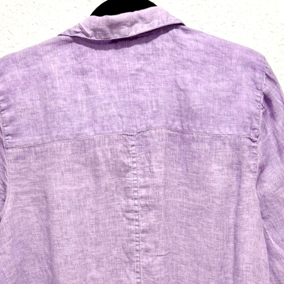 J. Jill Lavender Linen roll tabs sleeves Top LP - Picture 5 of 8